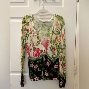 ! Farm rio knit planet print button down cardigan sweater